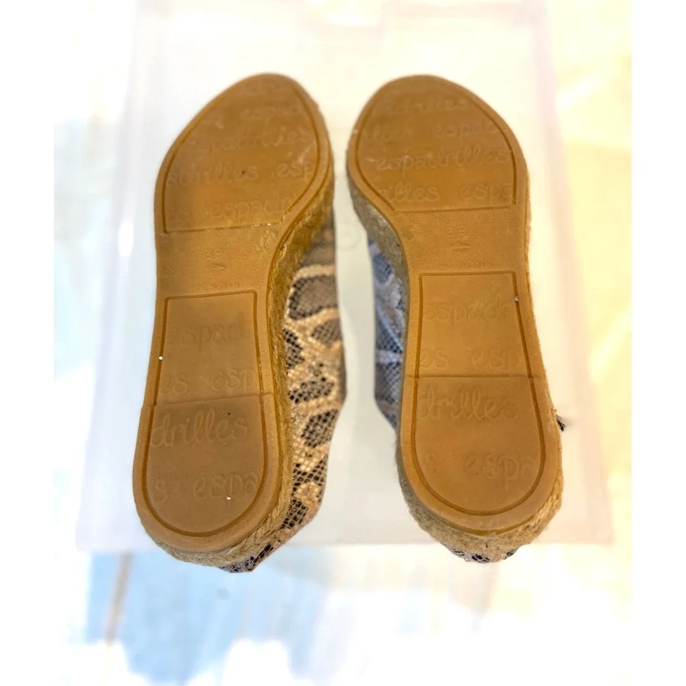 Eric Michael Snakeskin Embossed Leather Espadrille Platform‎ Size 8.5